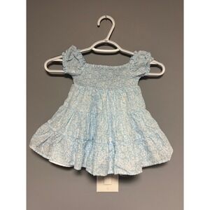 Joie Baby Girl Blue‎ Floral Smocked Tiered Dress 18M Ruffles Lined Summer